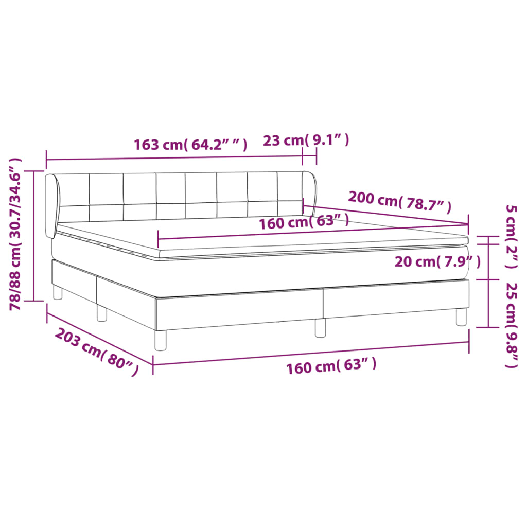 Κρεβάτι Boxspring με Στρώμα Πράσινο 160x200 εκ.Υφασμάτινο