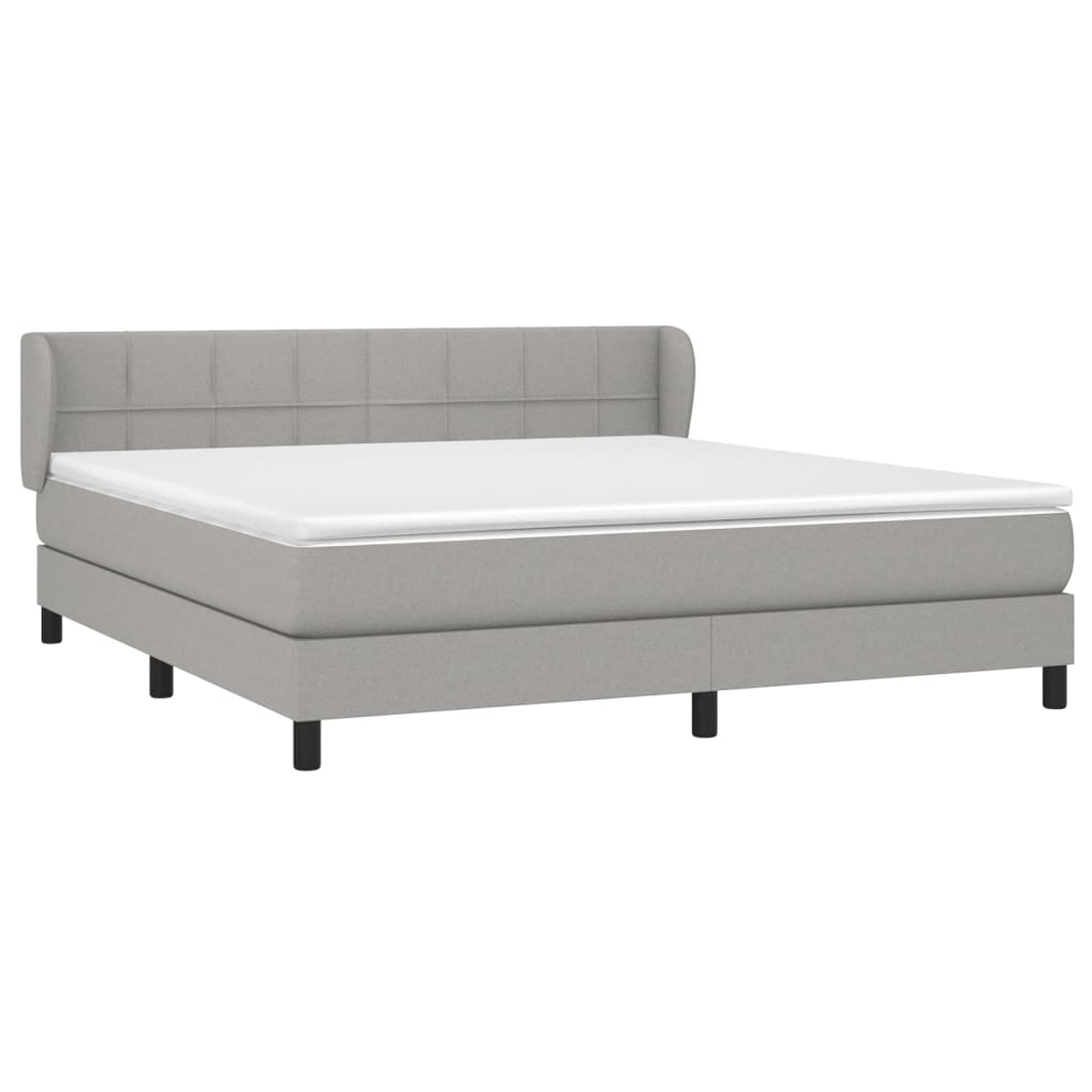 Κρεβάτι Boxspring με Στρώμα Ανοιχτό Γκρι 180x200 εκ. Υφασμάτινο