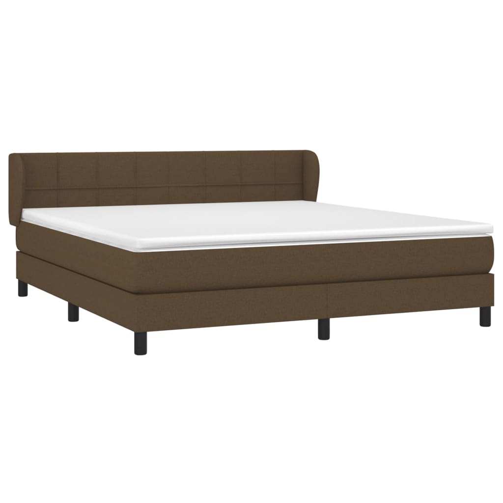 Κρεβάτι Boxspring με Στρώμα Σκούρο Καφέ 180x200 εκ Υφασμάτινο - Pakobazaar