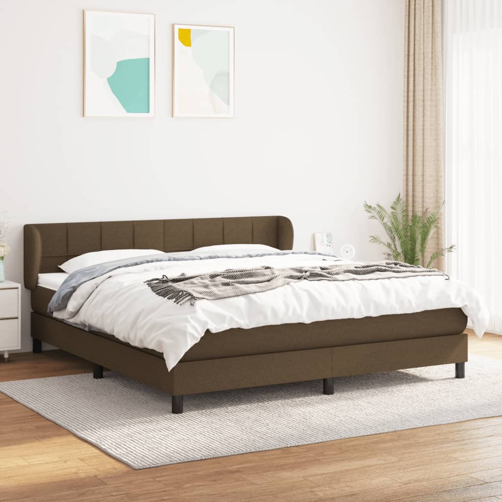 Κρεβάτι Boxspring με Στρώμα Σκούρο Καφέ 180x200 εκ Υφασμάτινο - Pakobazaar