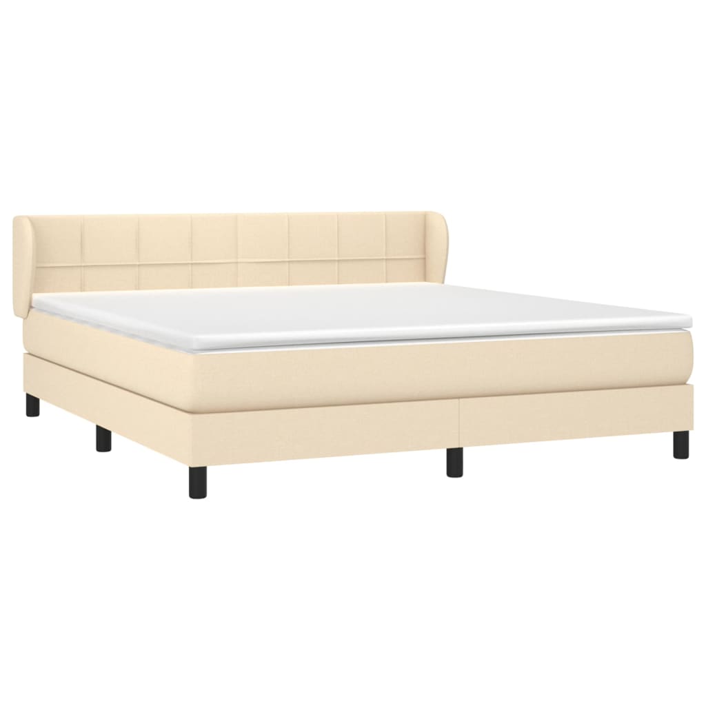 Κρεβάτι Boxspring με Στρώμα Κρεμ 180x200 εκ. Υφασμάτινο