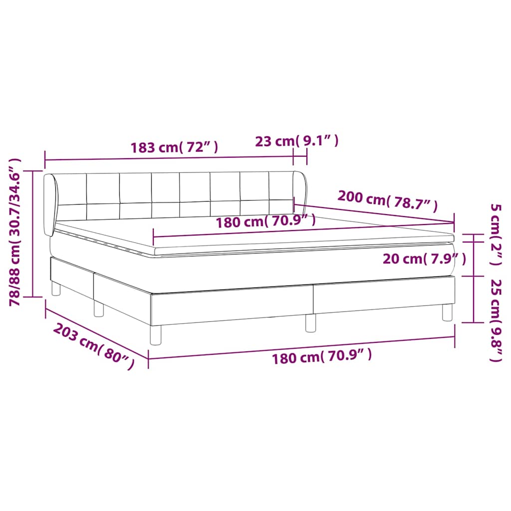 Κρεβάτι Boxspring με Στρώμα Πράσινο 180x200 εκ.Υφασμάτινο