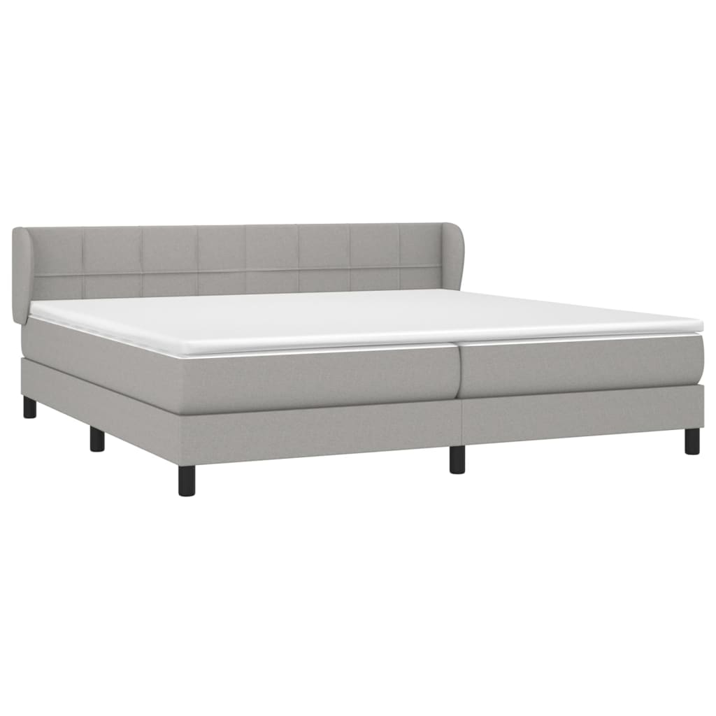 Κρεβάτι Boxspring με Στρώμα Ανοιχτό Γκρι 200x200 εκ. Υφασμάτινο - Pakobazaar