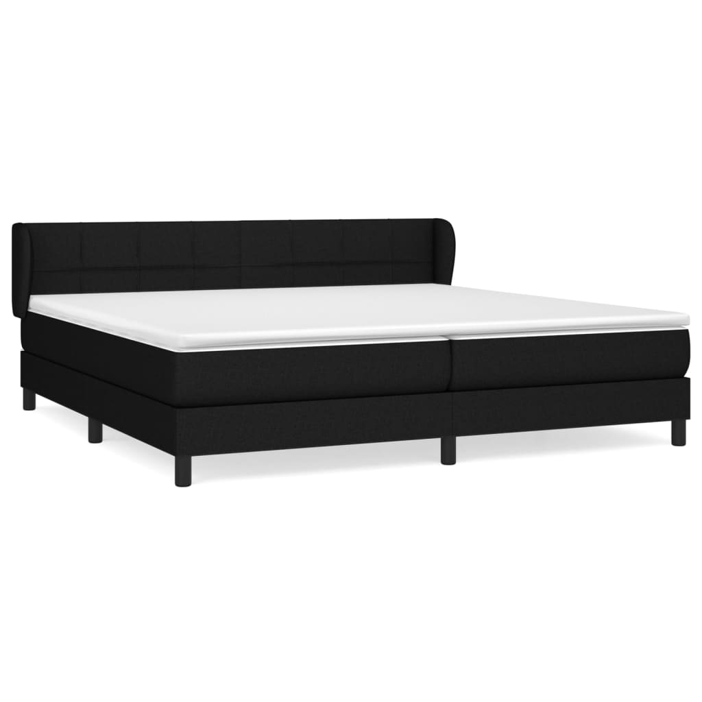 Κρεβάτι Boxspring με Στρώμα Μαύρο 200x200 εκ. Υφασμάτινο