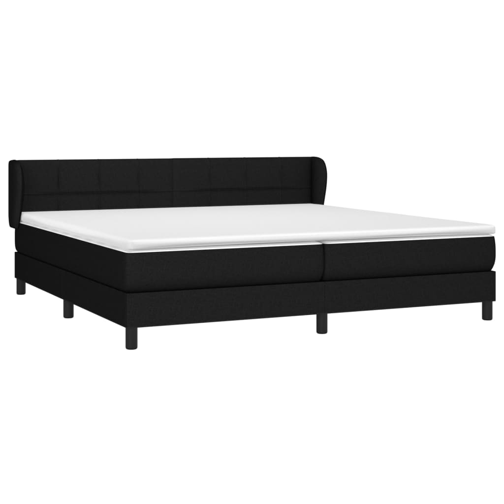 Κρεβάτι Boxspring με Στρώμα Μαύρο 200x200 εκ. Υφασμάτινο