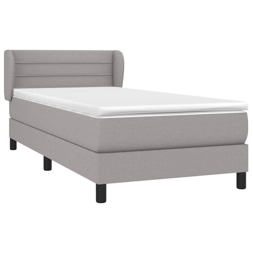 Κρεβάτι Boxspring με Στρώμα Ανοιχτό Γκρι 100x200 εκ. Υφασμάτινο