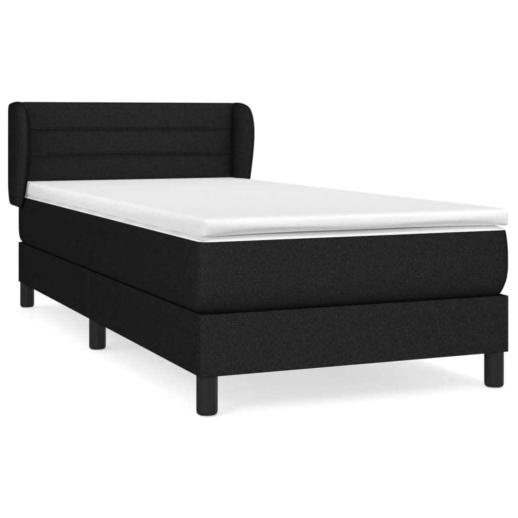 Κρεβάτι Boxspring με Στρώμα Μαύρο 100 x 200 εκ. Υφασμάτινο
