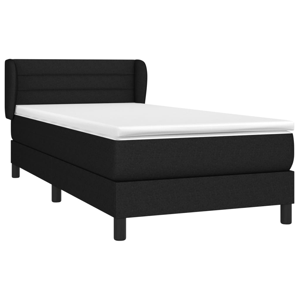 Κρεβάτι Boxspring με Στρώμα Μαύρο 100 x 200 εκ. Υφασμάτινο
