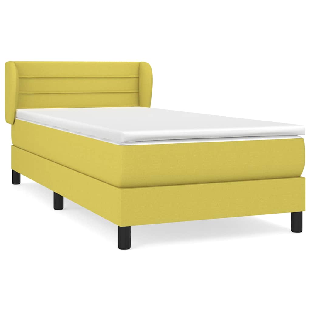 Κρεβάτι Boxspring με Στρώμα Πράσινο 100 x 200 εκ. Υφασμάτινο