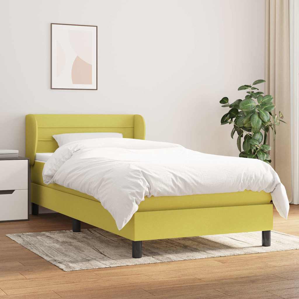 Κρεβάτι Boxspring με Στρώμα Πράσινο 100 x 200 εκ. Υφασμάτινο