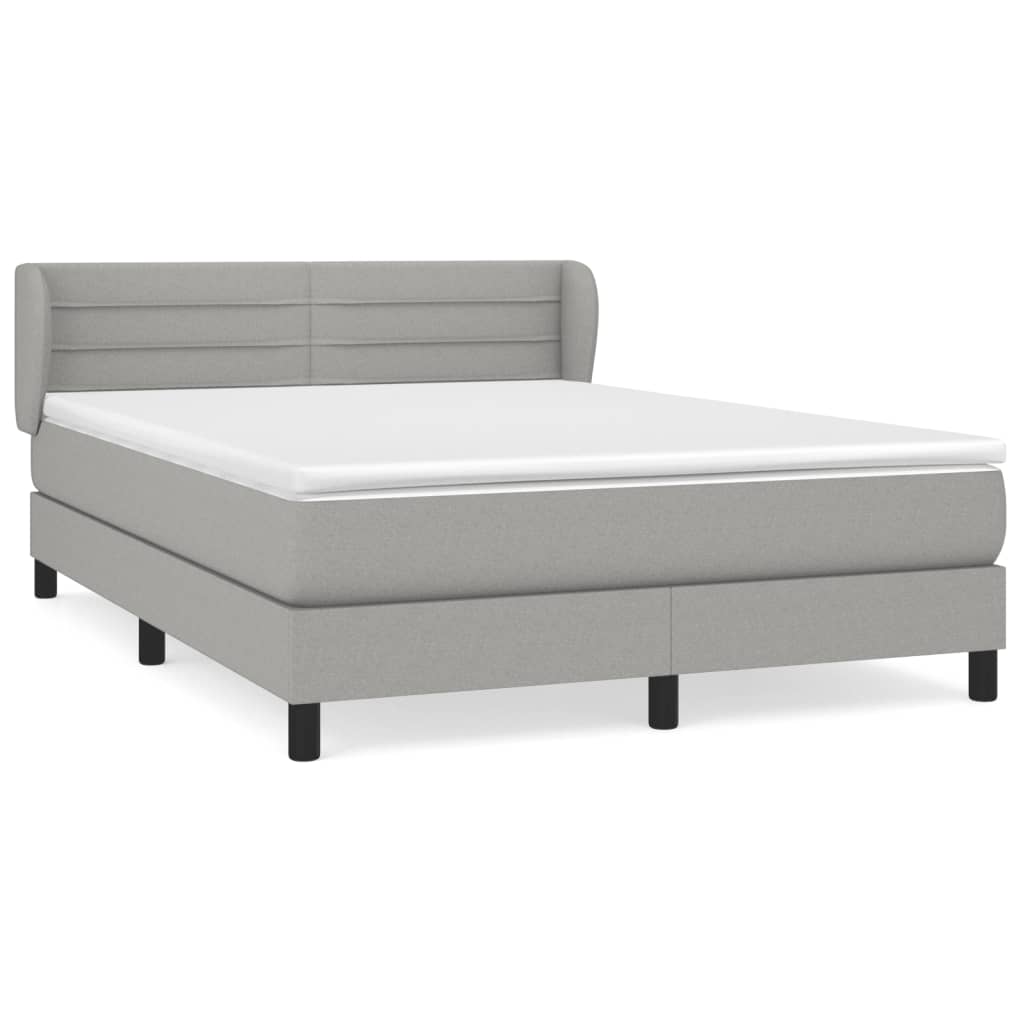 Κρεβάτι Boxspring με Στρώμα Ανοιχτό Γκρι 140x190 εκ. Υφασμάτινο