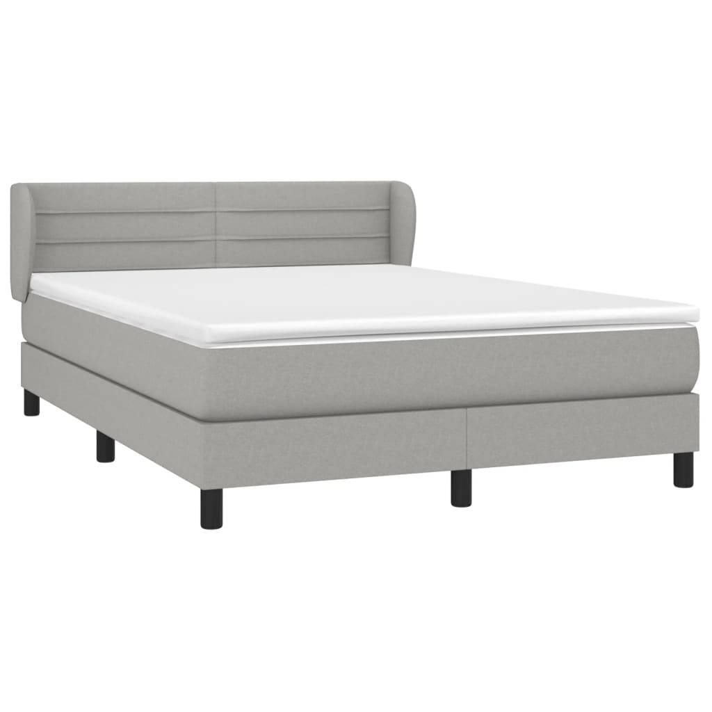 Κρεβάτι Boxspring με Στρώμα Ανοιχτό Γκρι 140x190 εκ. Υφασμάτινο