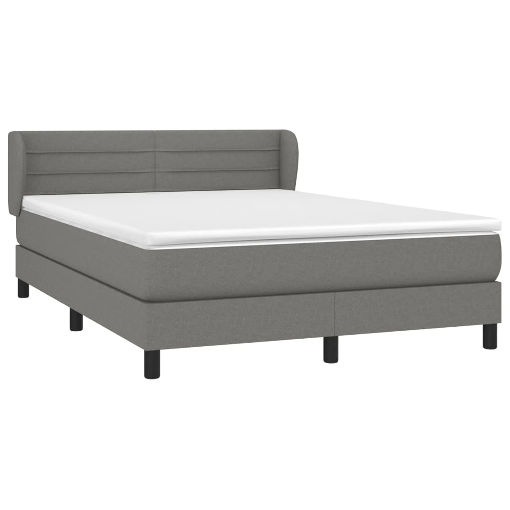 Κρεβάτι Boxspring με Στρώμα Σκούρο Γκρι 140x190 εκ. Υφασμάτινο