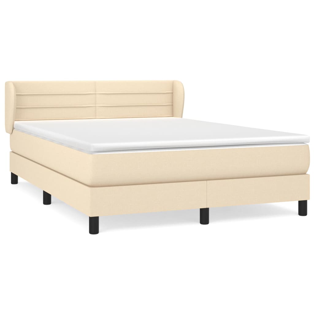 Κρεβάτι Boxspring με Στρώμα Κρεμ 140x190 εκ. Υφασμάτινο - Pakobazaar