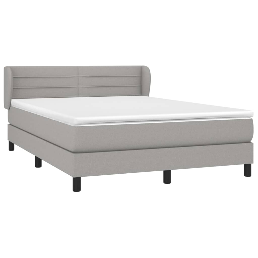 Κρεβάτι Boxspring με Στρώμα Ανοιχτό Γκρι 140x200 εκ. Υφασμάτινο