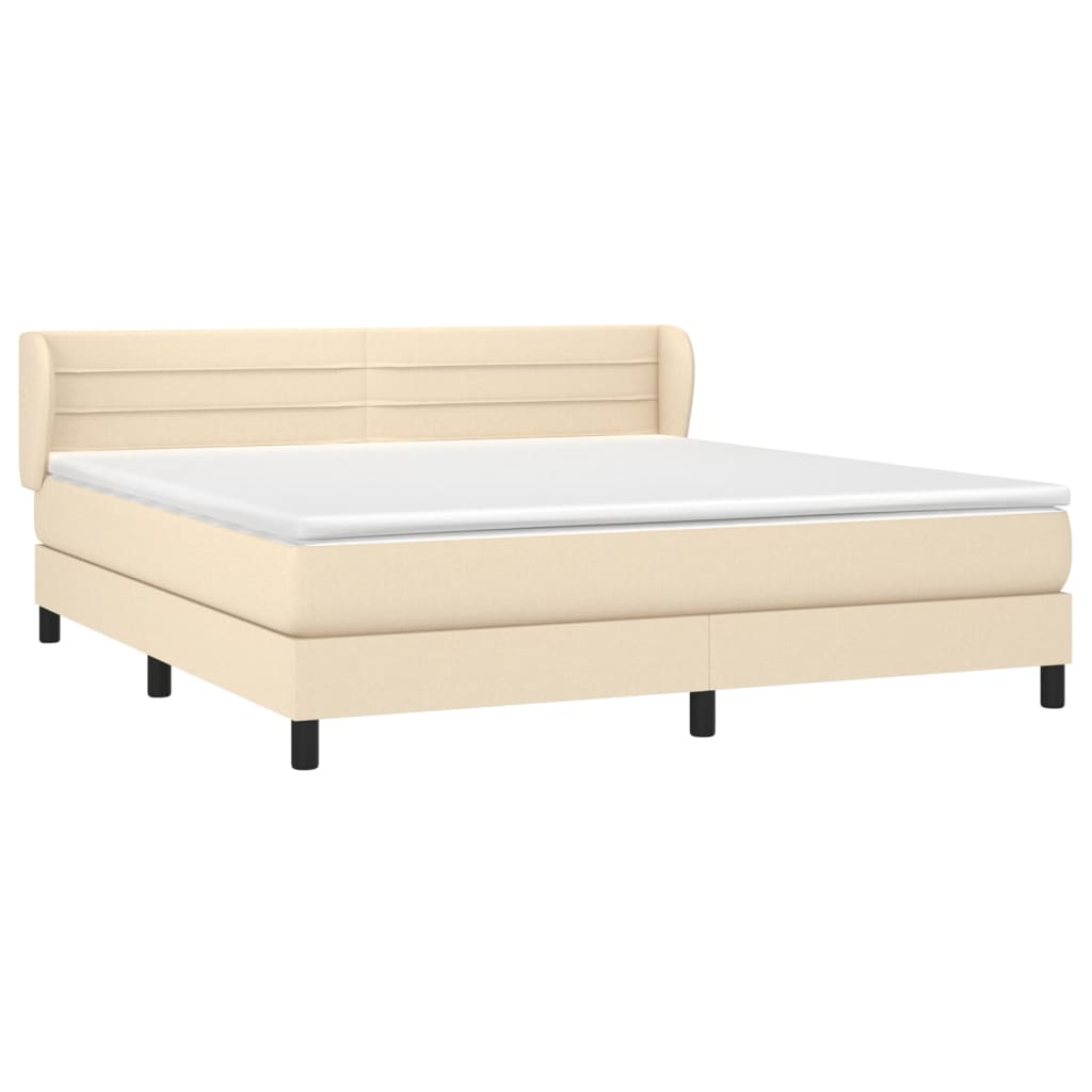 Κρεβάτι Boxspring με Στρώμα Κρεμ 180x200 εκ. Υφασμάτινο