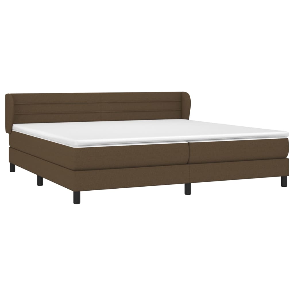 Κρεβάτι Boxspring με Στρώμα Σκούρο Καφέ 200x200 εκ. Υφασμάτινο