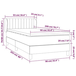 Κρεβάτι Boxspring με Στρώμα Σκούρο Καφέ 90x200 εκ. Υφασμάτινο
