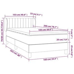 Κρεβάτι Boxspring με Στρώμα Taupe 100 x 200 εκ. Υφασμάτινο