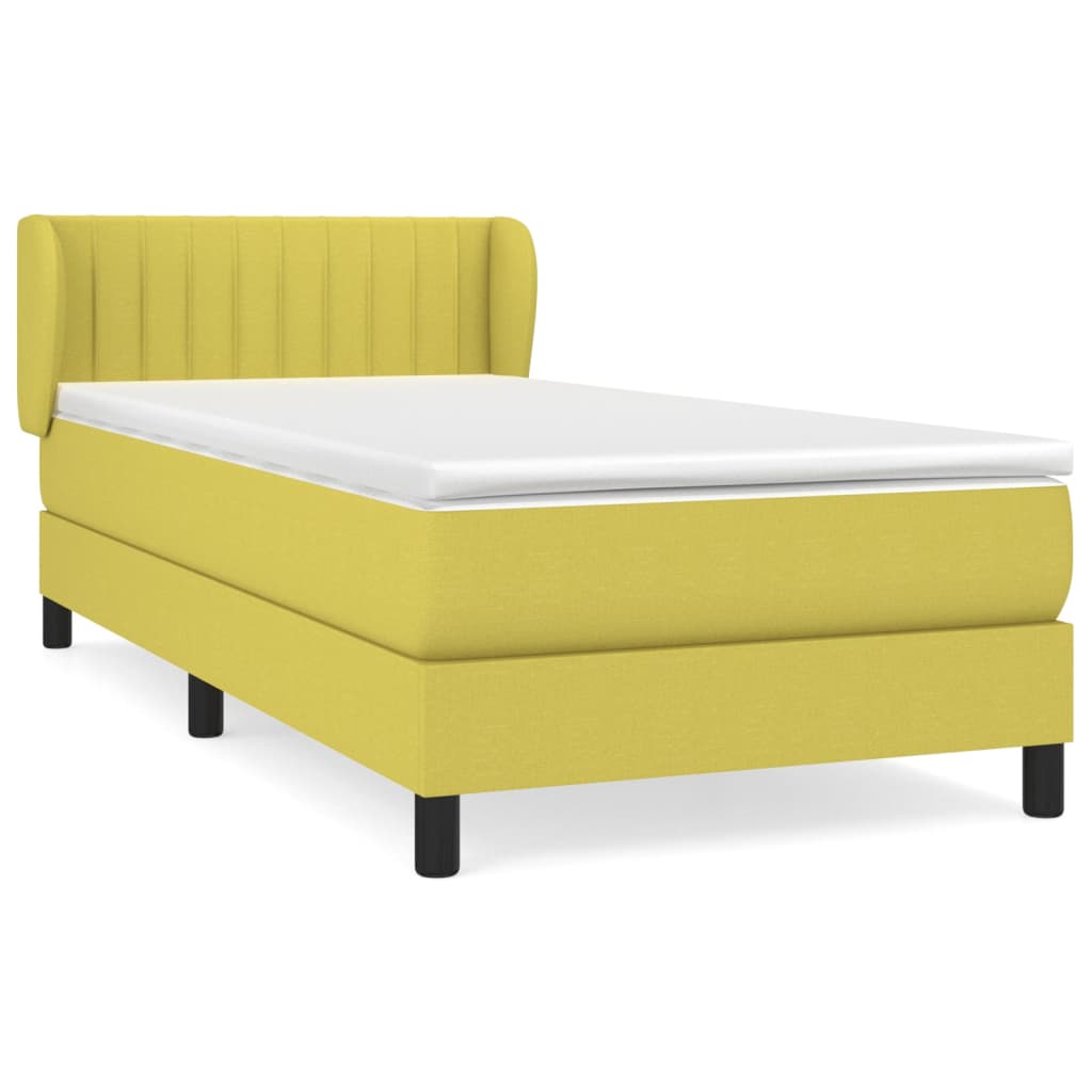 Κρεβάτι Boxspring με Στρώμα Πράσινο 100 x 200 εκ. Υφασμάτινο