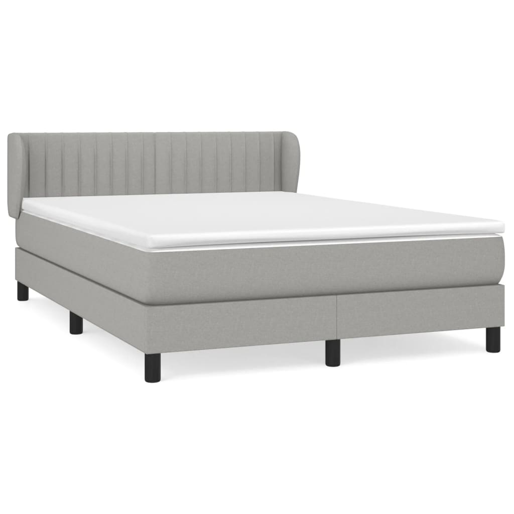 Κρεβάτι Boxspring με Στρώμα Ανοιχτό Γκρι 140x190 εκ. Υφασμάτινο