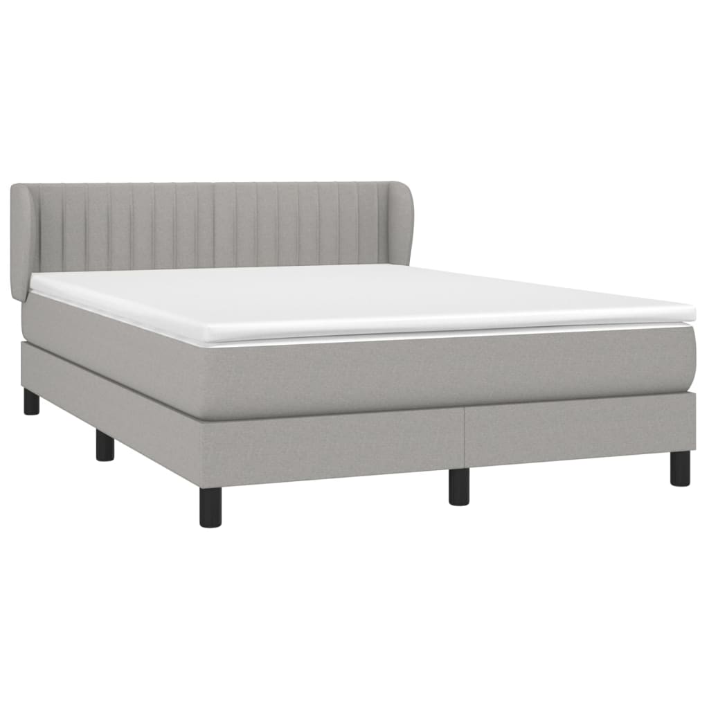 Κρεβάτι Boxspring με Στρώμα Ανοιχτό Γκρι 140x190 εκ. Υφασμάτινο