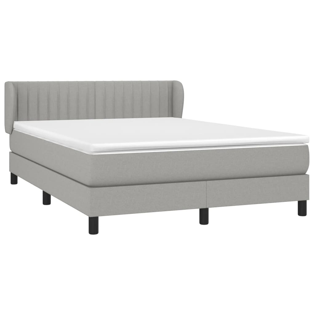 Κρεβάτι Boxspring με Στρώμα Ανοιχτό Γκρι 140x200 εκ. Υφασμάτινο