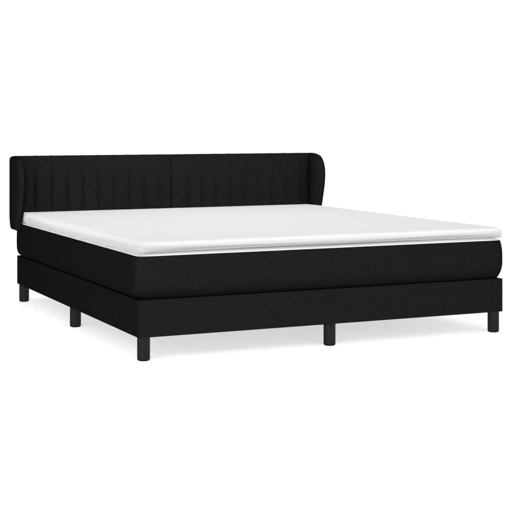 Κρεβάτι Boxspring με Στρώμα Μαύρο 180x200 εκ. Υφασμάτινο