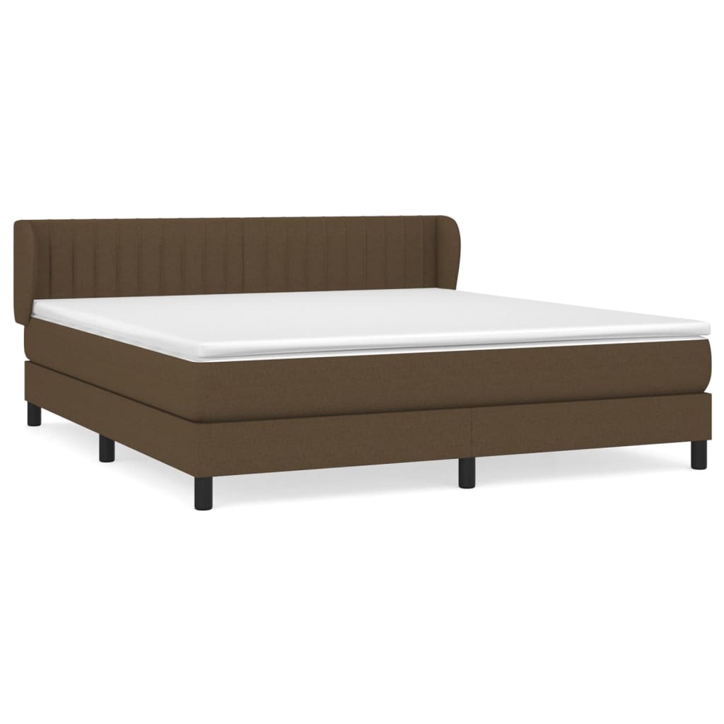Κρεβάτι Boxspring με Στρώμα Σκούρο Καφέ 180x200 εκ Υφασμάτινο - Pakobazaar
