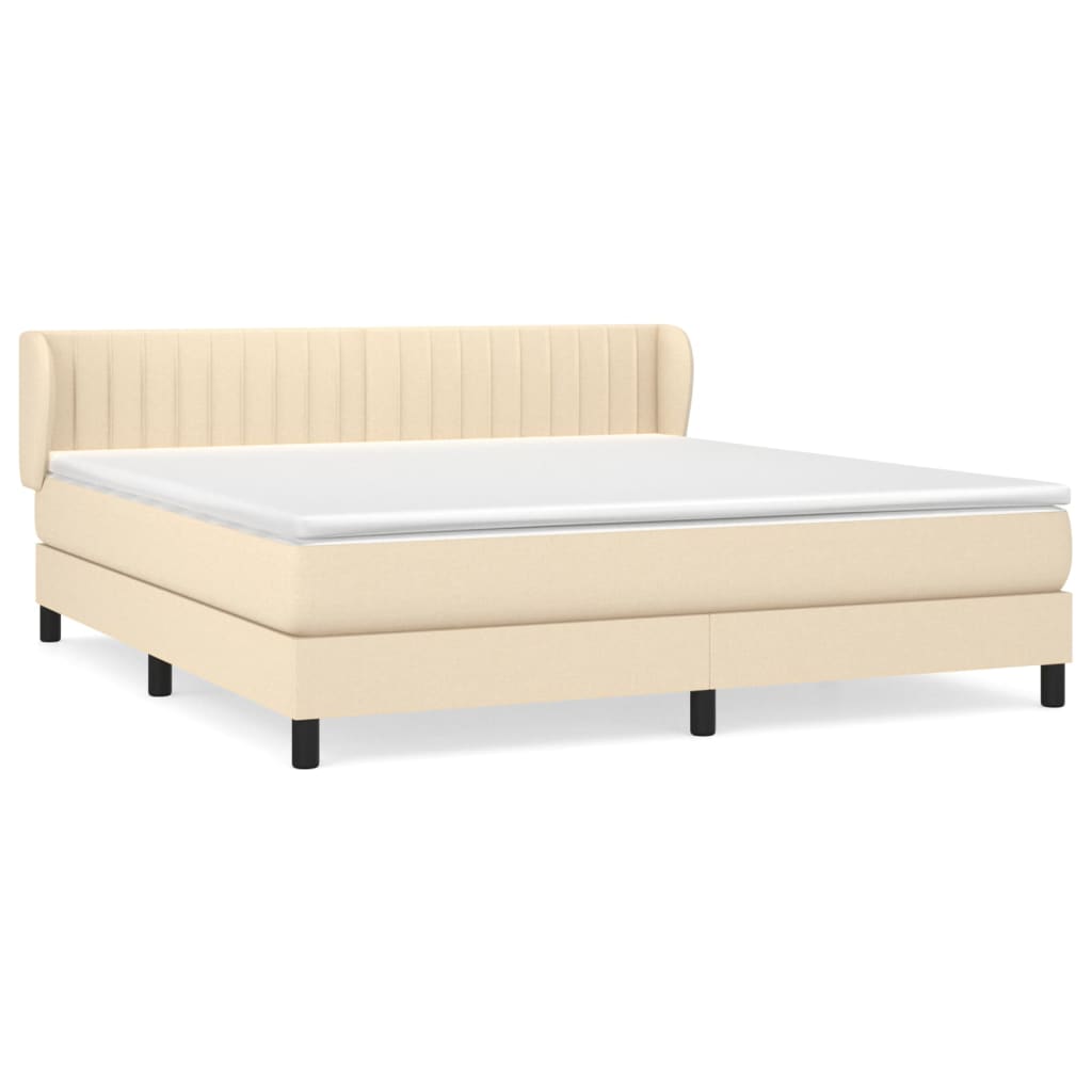 Κρεβάτι Boxspring με Στρώμα Κρεμ 180x200 εκ. Υφασμάτινο - Pakobazaar