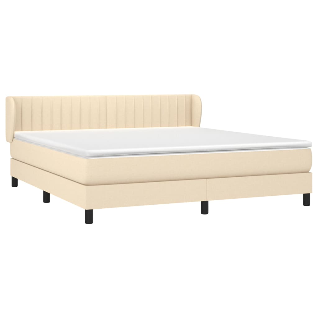 Κρεβάτι Boxspring με Στρώμα Κρεμ 180x200 εκ. Υφασμάτινο - Pakobazaar