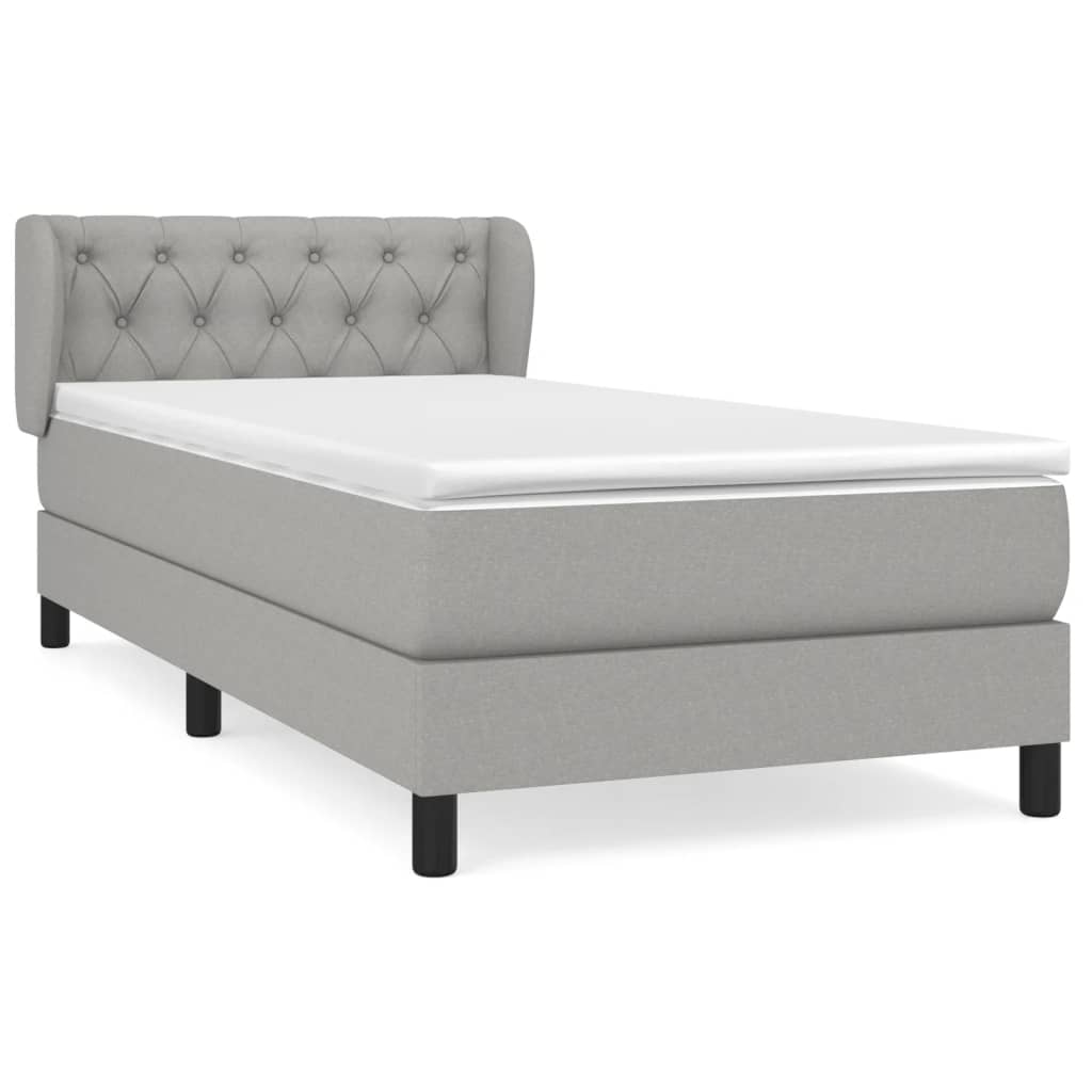 Κρεβάτι Boxspring με Στρώμα Ανοιχτό Γκρι 80x200 εκ. Υφασμάτινο