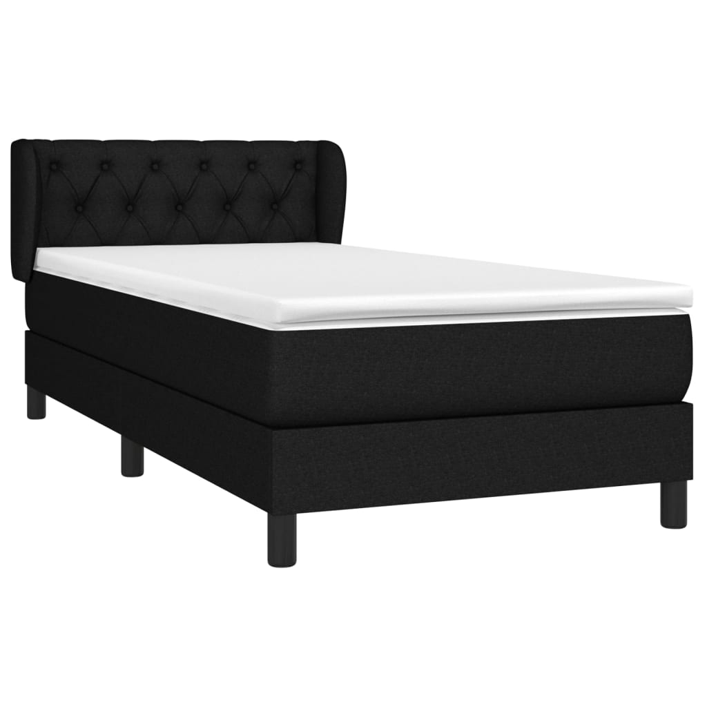 Κρεβάτι Boxspring με Στρώμα Μαύρο 80 x 200 εκ. Υφασμάτινο