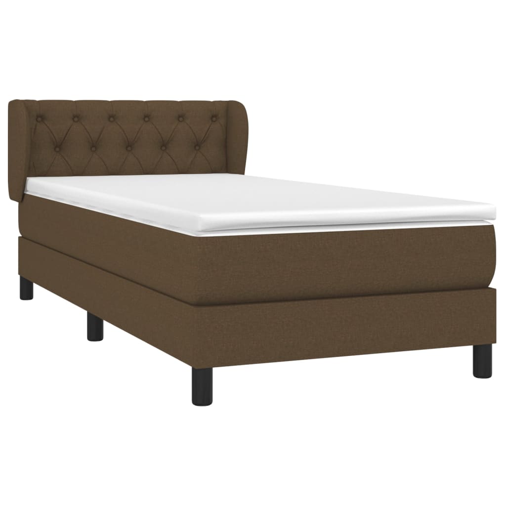Κρεβάτι Boxspring με Στρώμα Σκούρο Καφέ 80x200 εκ. Υφασμάτινο