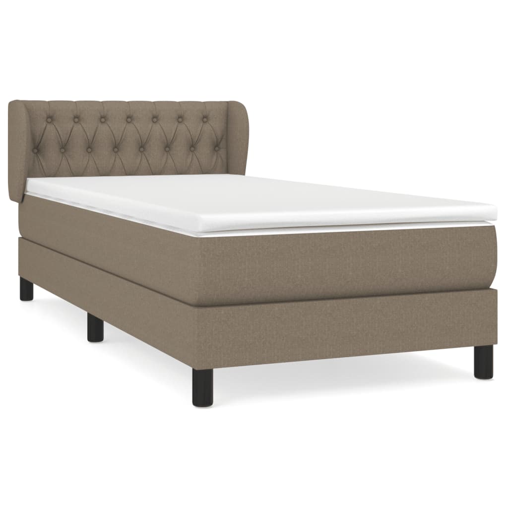 Κρεβάτι Boxspring με Στρώμα Taupe 90x190 εκ.Υφασμάτινο
