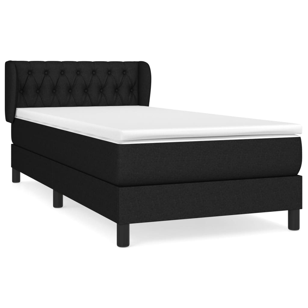 Κρεβάτι Boxspring με Στρώμα Μαύρο 100 x 200 εκ. Υφασμάτινο