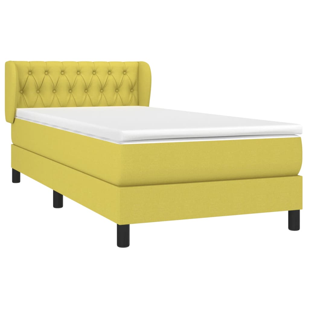 Κρεβάτι Boxspring με Στρώμα Πράσινο 100 x 200 εκ. Υφασμάτινο