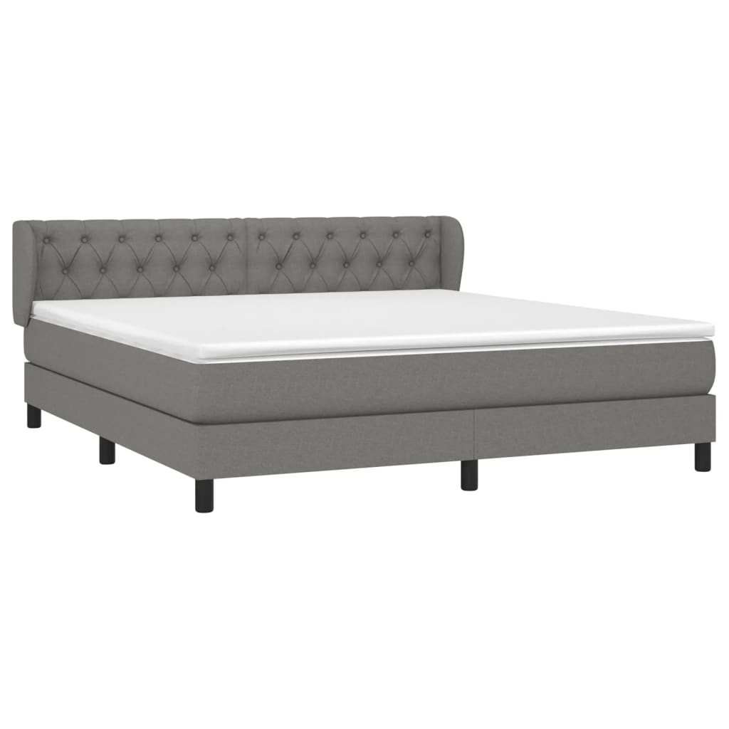 Κρεβάτι Boxspring με Στρώμα Σκούρο Γκρι 160x200 εκ Υφασμάτινο - Pakobazaar