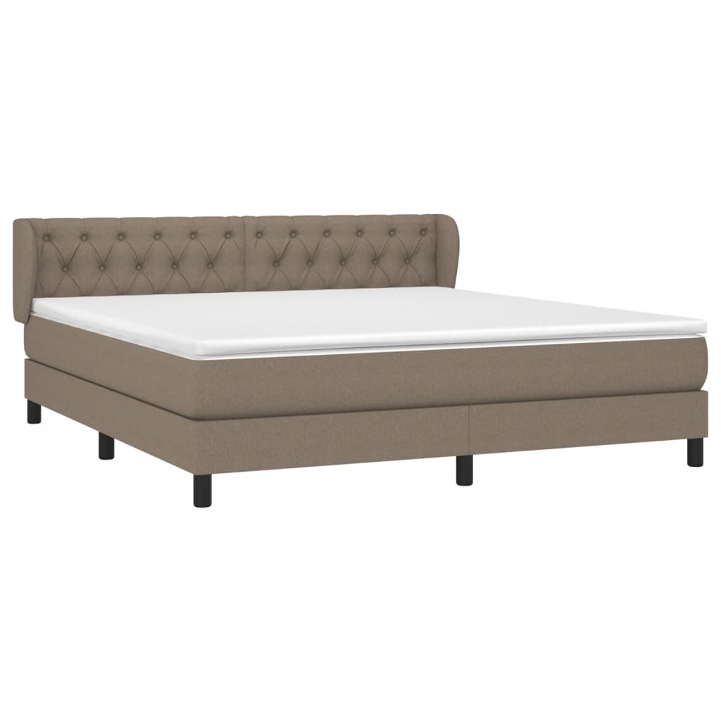 Κρεβάτι Boxspring με Στρώμα Taupe 160x200 εκ. Υφασμάτινο - Pakobazaar