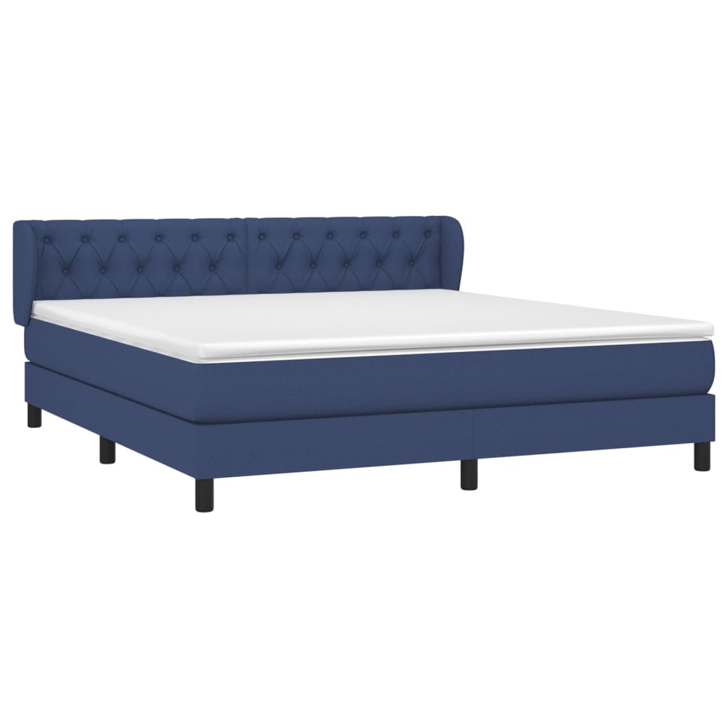 Κρεβάτι Boxspring με Στρώμα Μπλε 160x200 εκ. Υφασμάτινο