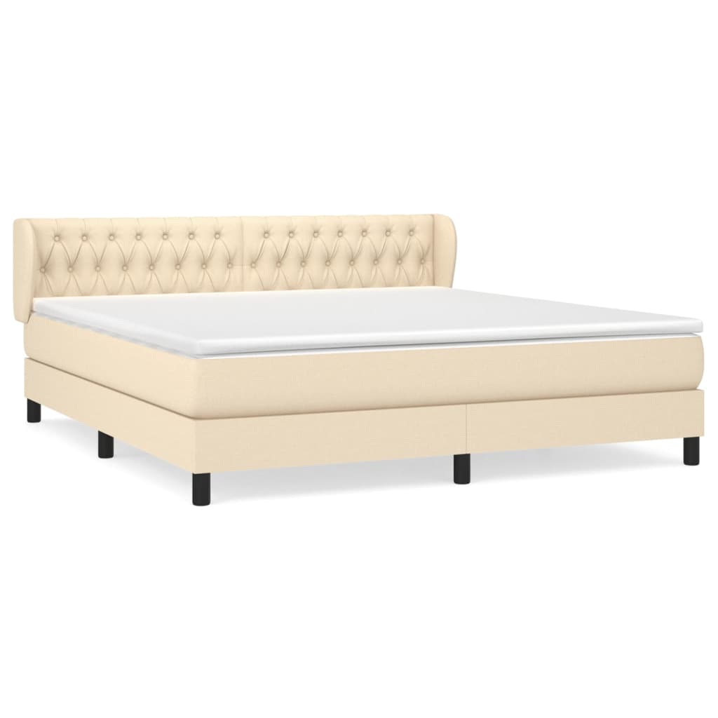 Κρεβάτι Boxspring με Στρώμα Κρεμ 180x200 εκ. Υφασμάτινο