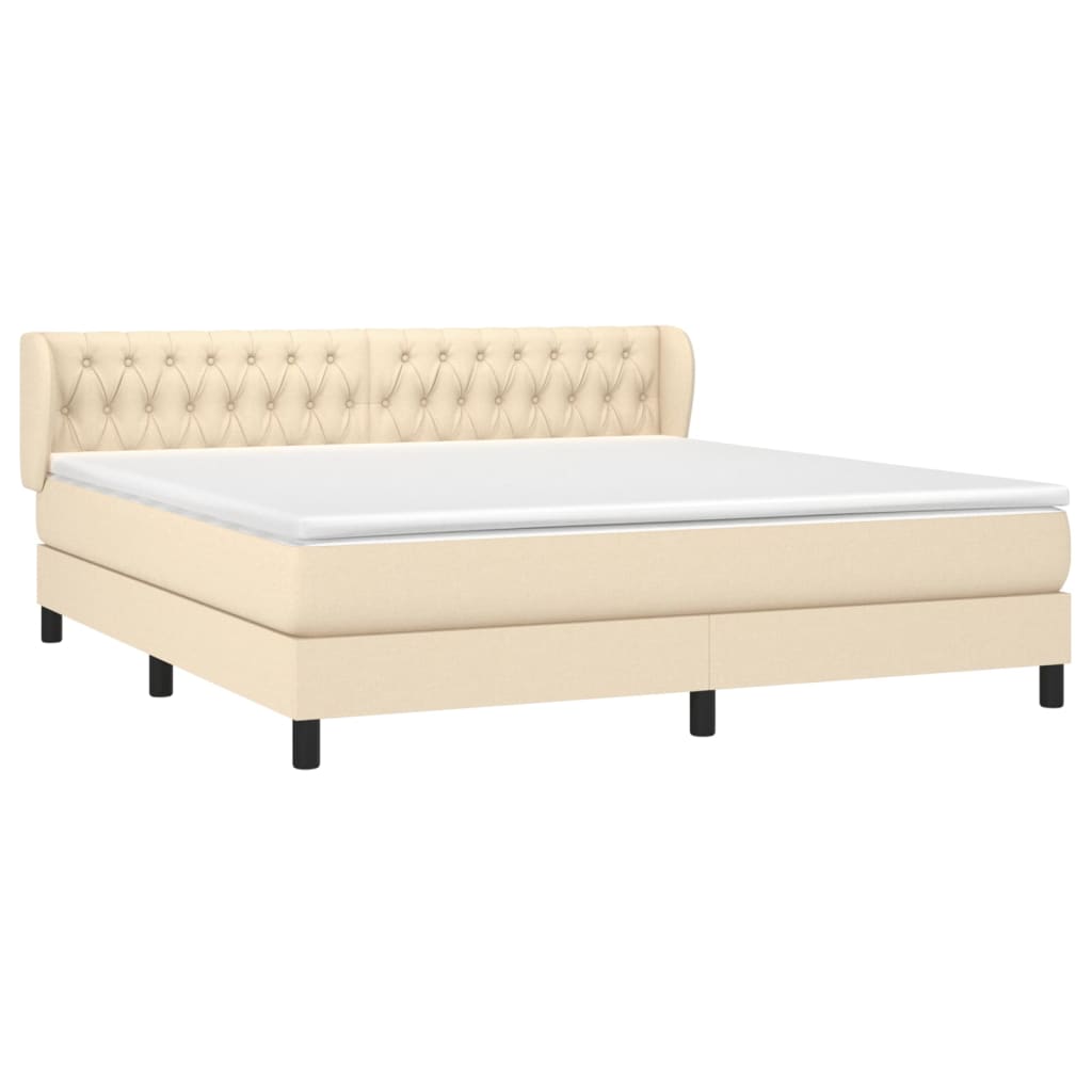 Κρεβάτι Boxspring με Στρώμα Κρεμ 180x200 εκ. Υφασμάτινο