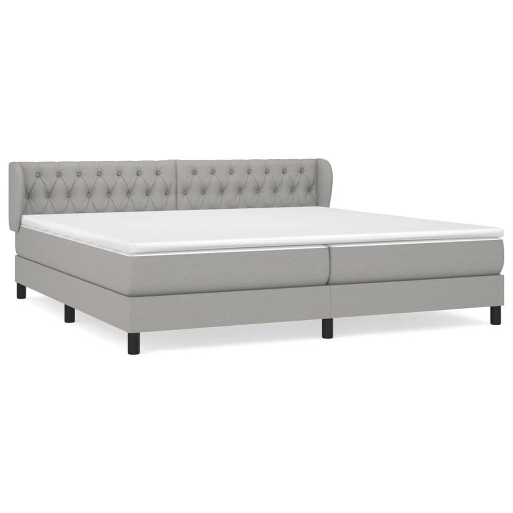 Κρεβάτι Boxspring με Στρώμα Ανοιχτό Γκρι 200x200 εκ. Υφασμάτινο - Pakobazaar