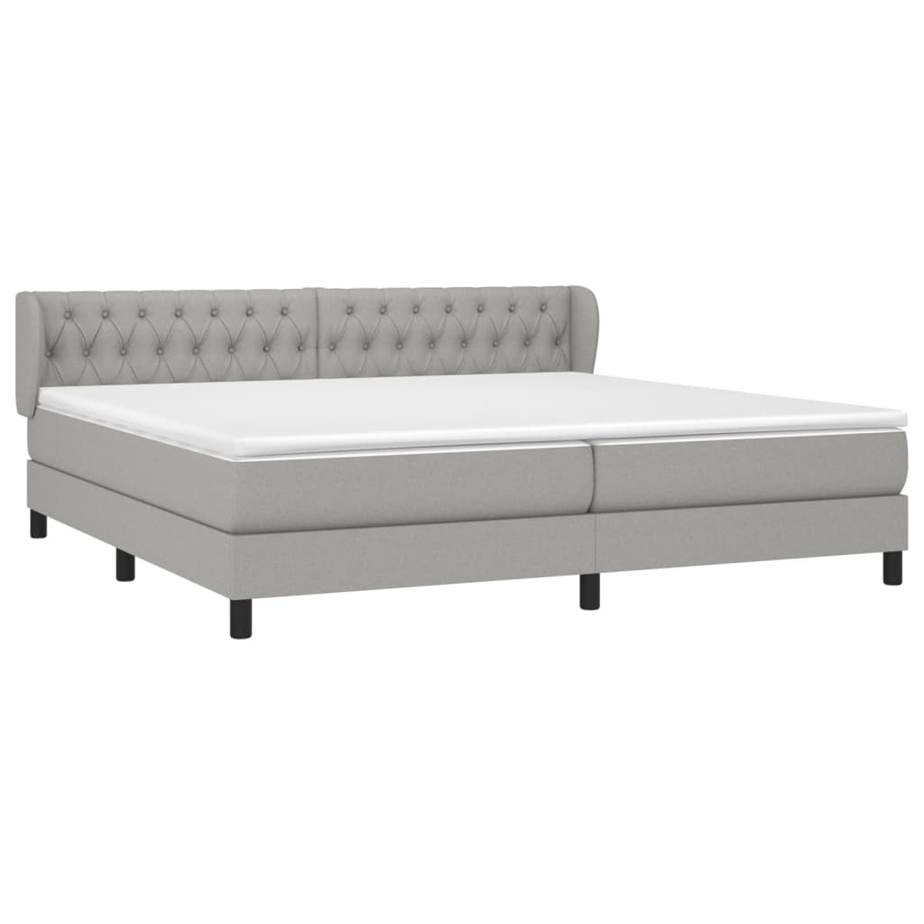 Κρεβάτι Boxspring με Στρώμα Ανοιχτό Γκρι 200x200 εκ. Υφασμάτινο - Pakobazaar
