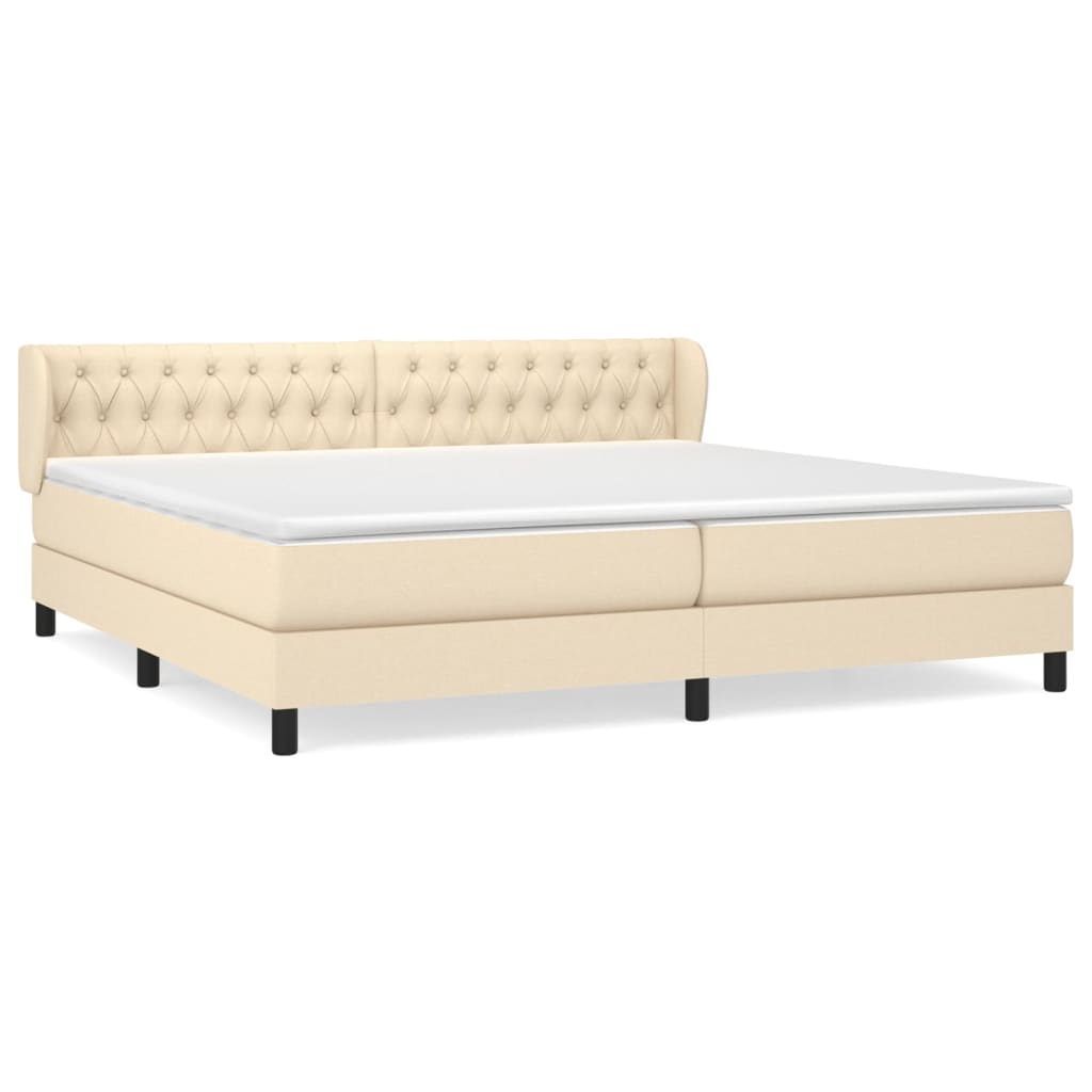 Κρεβάτι Boxspring με Στρώμα Κρεμ 200x200 εκ. Υφασμάτινο