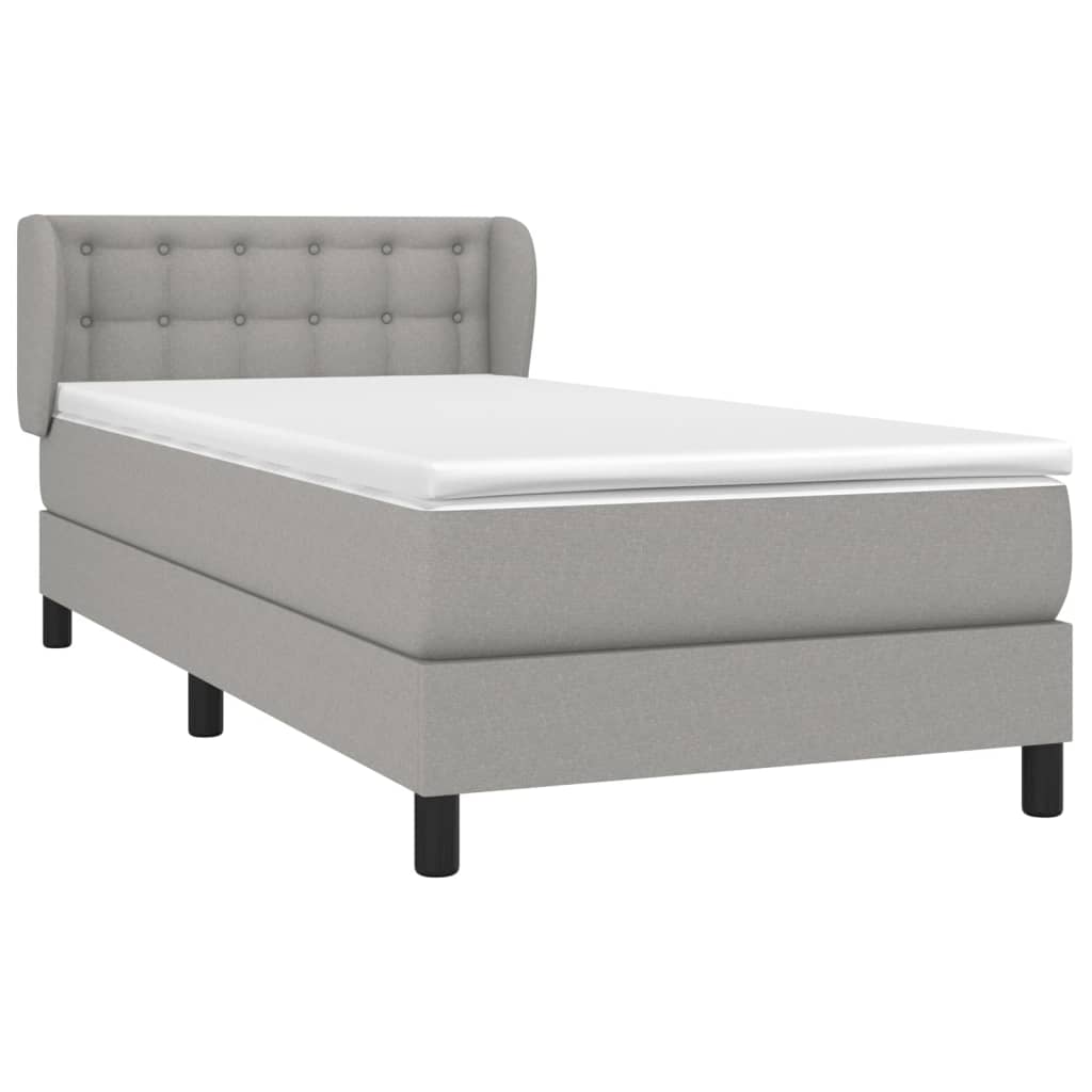 Κρεβάτι Boxspring με Στρώμα Ανοιχτό Γκρι 80x200 εκ. Υφασμάτινο