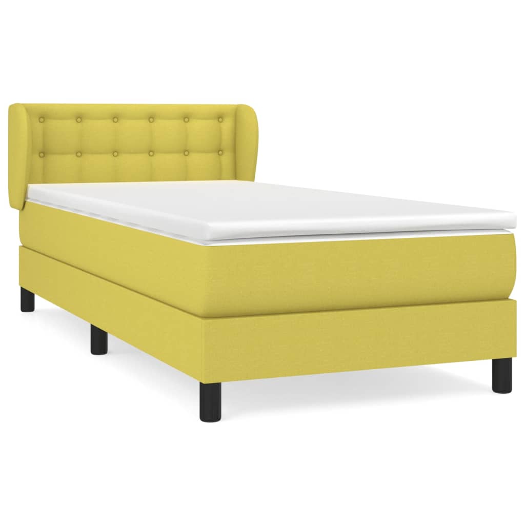 Κρεβάτι Boxspring με Στρώμα Πράσινο 90x200 εκ. Υφασμάτινο