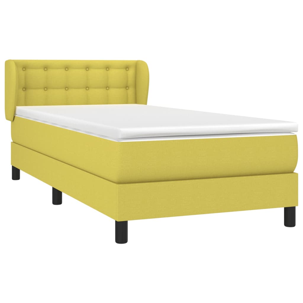 Κρεβάτι Boxspring με Στρώμα Πράσινο 90x200 εκ. Υφασμάτινο
