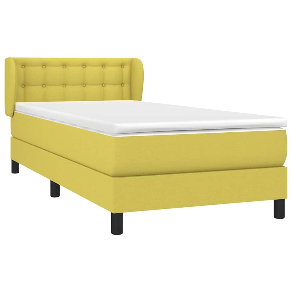 Κρεβάτι Boxspring με Στρώμα Πράσινο 100 x 200 εκ. Υφασμάτινο