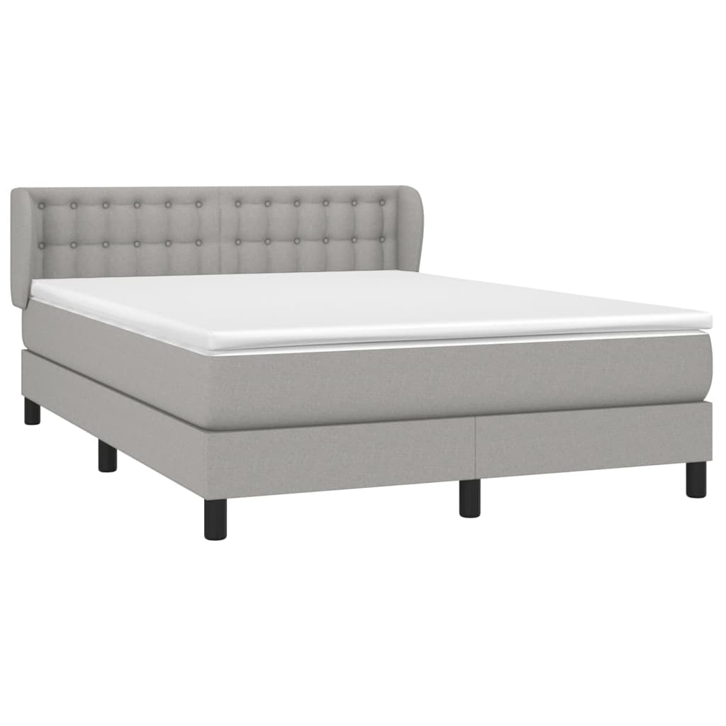 Κρεβάτι Boxspring με Στρώμα Ανοιχτό Γκρι 140x190 εκ. Υφασμάτινο